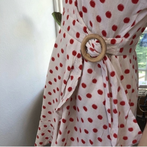 J.O.A wrap mini V-neck polka dots dress size :M - Picture 4 of 16